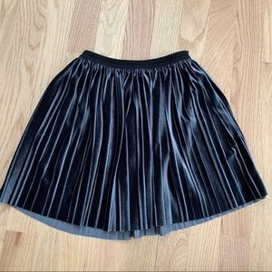 Zara Kids navy blue velvet velour pleated skirt elastic waist size 7 122 cm